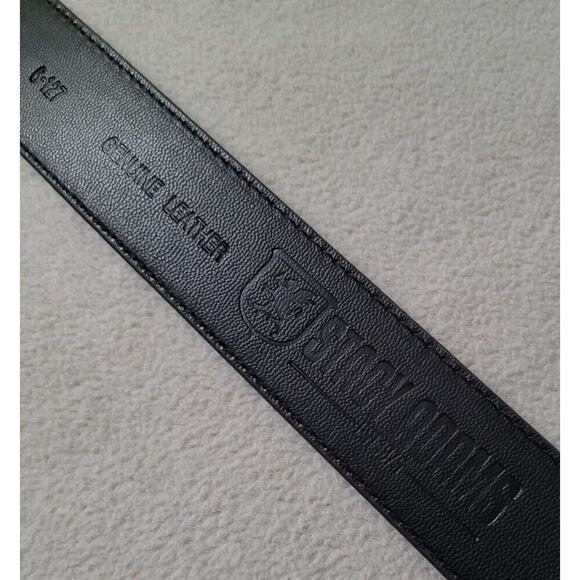 Stacy Adams Men's Size 54 Genuine Leather Lizard Skin Print Belt Black Silver - Picture 9 of 9